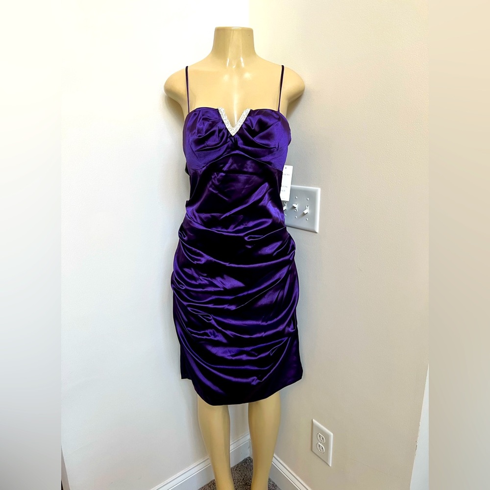 Juno purple satin dress